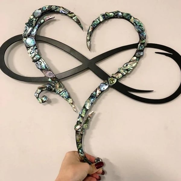 Infinity Heart Wall Decor Iron Sculpture Symbol of Eternal Love Handmade Metal Wall Art