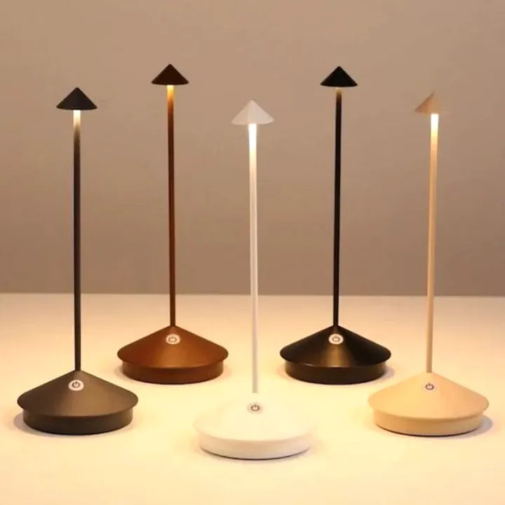 ClarityGlow Wireless LED Table Lamp Dimmable Rechargeable USB Water-Resistant Modern Design