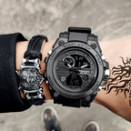Men's Waterproof Dual-Display Sport Watch with Luminous Dial and Resin Strap