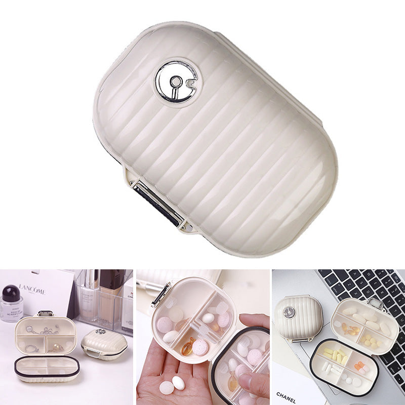 Portable Daily Pill Organizer 7-Section Water-Resistant Compact White PET Silicone Pill Box