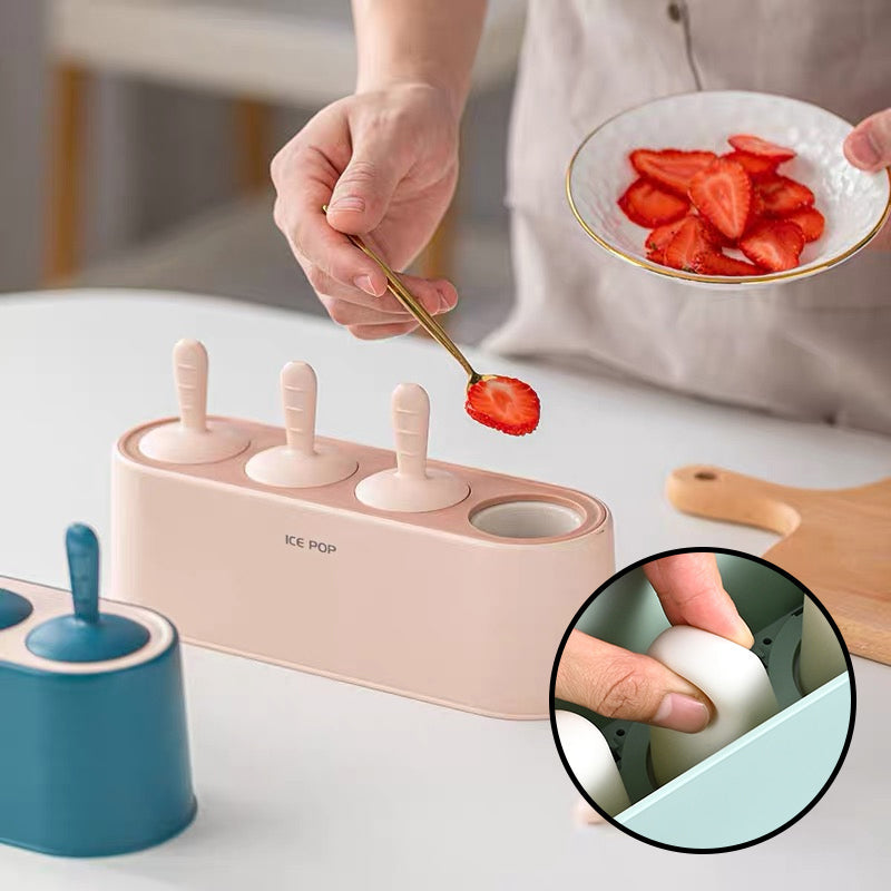 Harrow Silicone Popsicle Mold Set with Catch Tray Flexible Ice Cream Maker 4 Colors