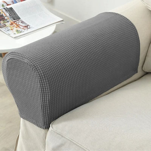 2-Piece Waterproof Jacquard Armrest Covers with Anti-Slip Base for Sofas and Chairs