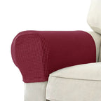 2-Piece Waterproof Jacquard Armrest Covers with Anti-Slip Base for Sofas and Chairs