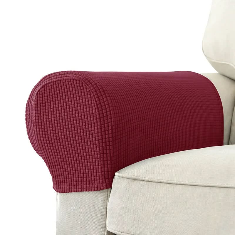 2-Piece Waterproof Jacquard Armrest Covers with Anti-Slip Base for Sofas and Chairs
