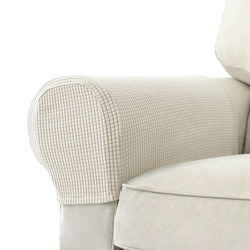 2-Piece Waterproof Jacquard Armrest Covers with Anti-Slip Base for Sofas and Chairs