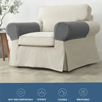 2-Piece Waterproof Jacquard Armrest Covers with Anti-Slip Base for Sofas and Chairs
