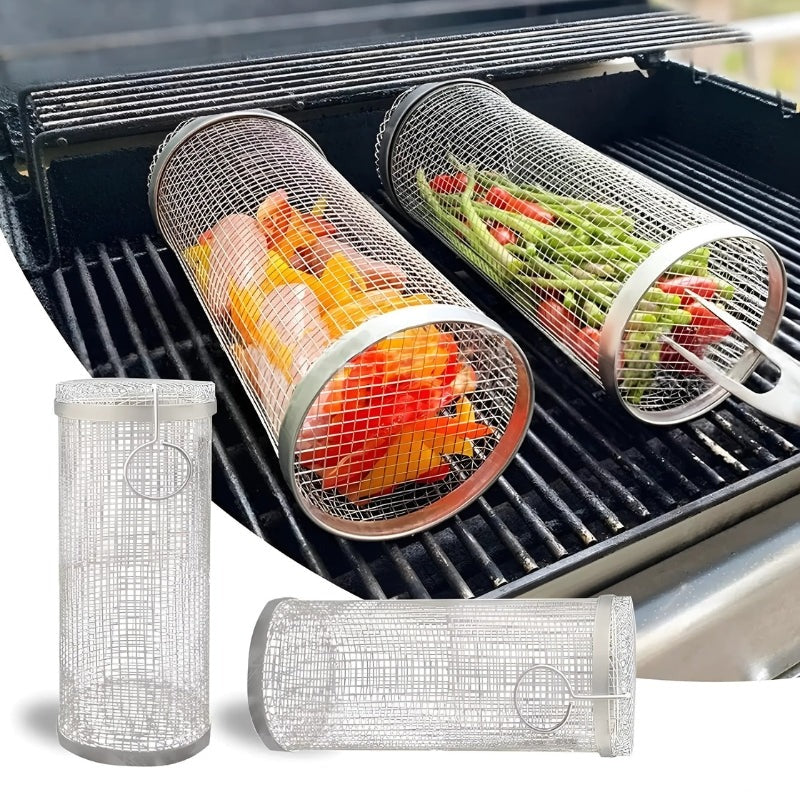 FlameGuard Pro Stainless Steel Grill Basket Double Pack Non-Slip Even Heat Distribution