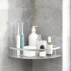 Aluminum Shower Storage Basket Curved Shelf with Hook Corrosion Resistant Bathroom Organizer