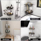 Aluminum Shower Storage Basket Curved Shelf with Hook Corrosion Resistant Bathroom Organizer