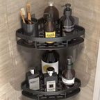 Aluminum Shower Storage Basket Curved Shelf with Hook Corrosion Resistant Bathroom Organizer