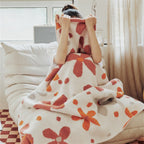 Cozy Floral Knit Throw Blanket Cotton Microfiber Blend Lightweight 51x63 Machine Washable