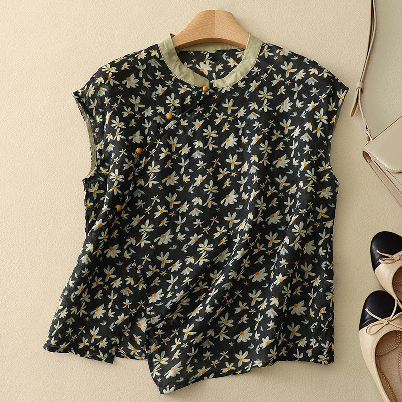 Harrow Amanda sleeveless printed casual blouse for women, lightweight summer top with floral pattern and relaxed fit.