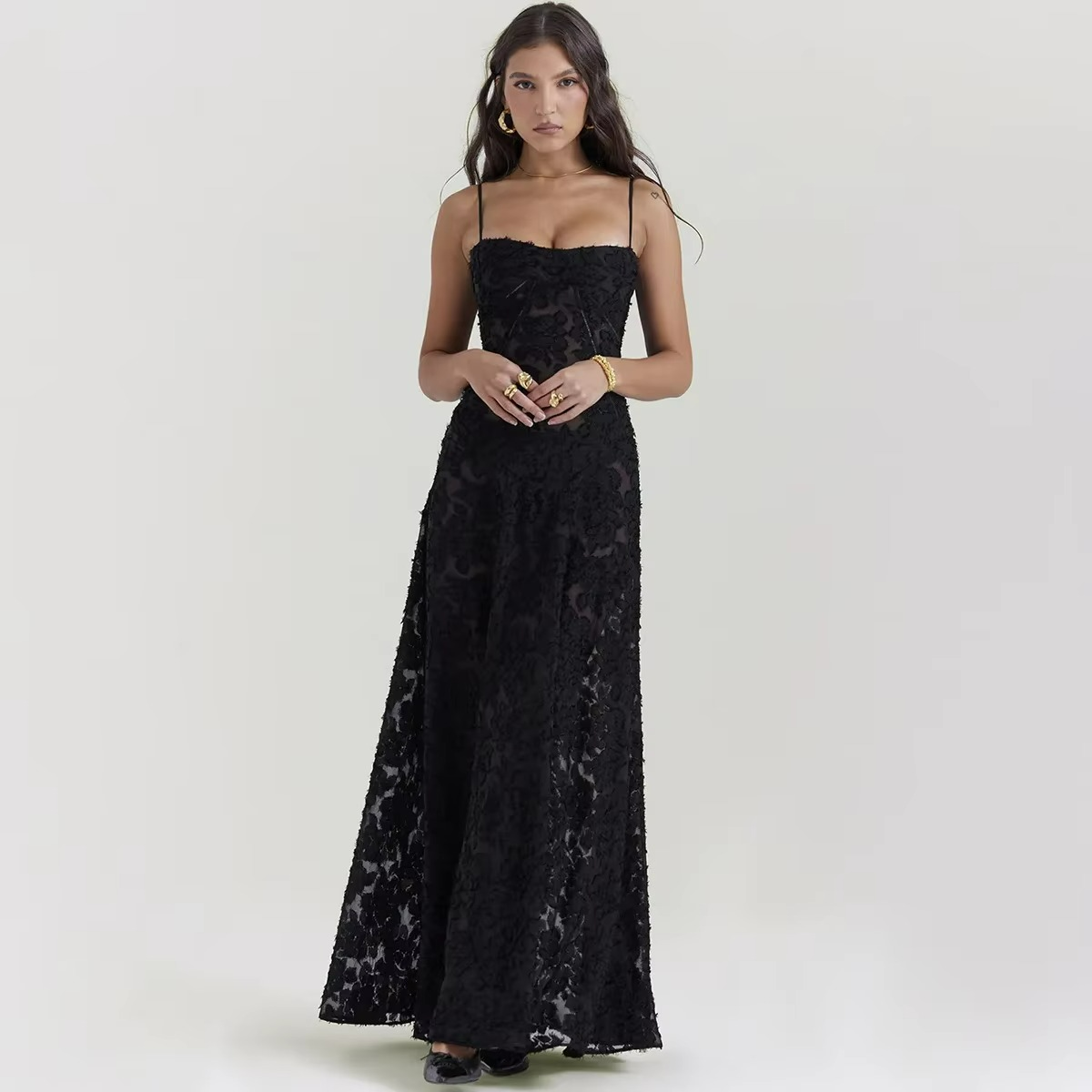 Agatha | Elegant Lace Wedding Guest Maxi Dress for Women