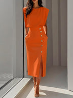 Harrow Aspen elegant midi dress for women, perfect for summer, featuring a flowing silhouette and lightweight fabric.