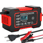12V 6A Smart Car Battery Charger with Pulse Repair LCD Display Fast Charging for AGM Gel Lead-Acid Batteries