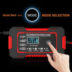 12V 6A Smart Car Battery Charger with Pulse Repair LCD Display Fast Charging for AGM Gel Lead-Acid Batteries