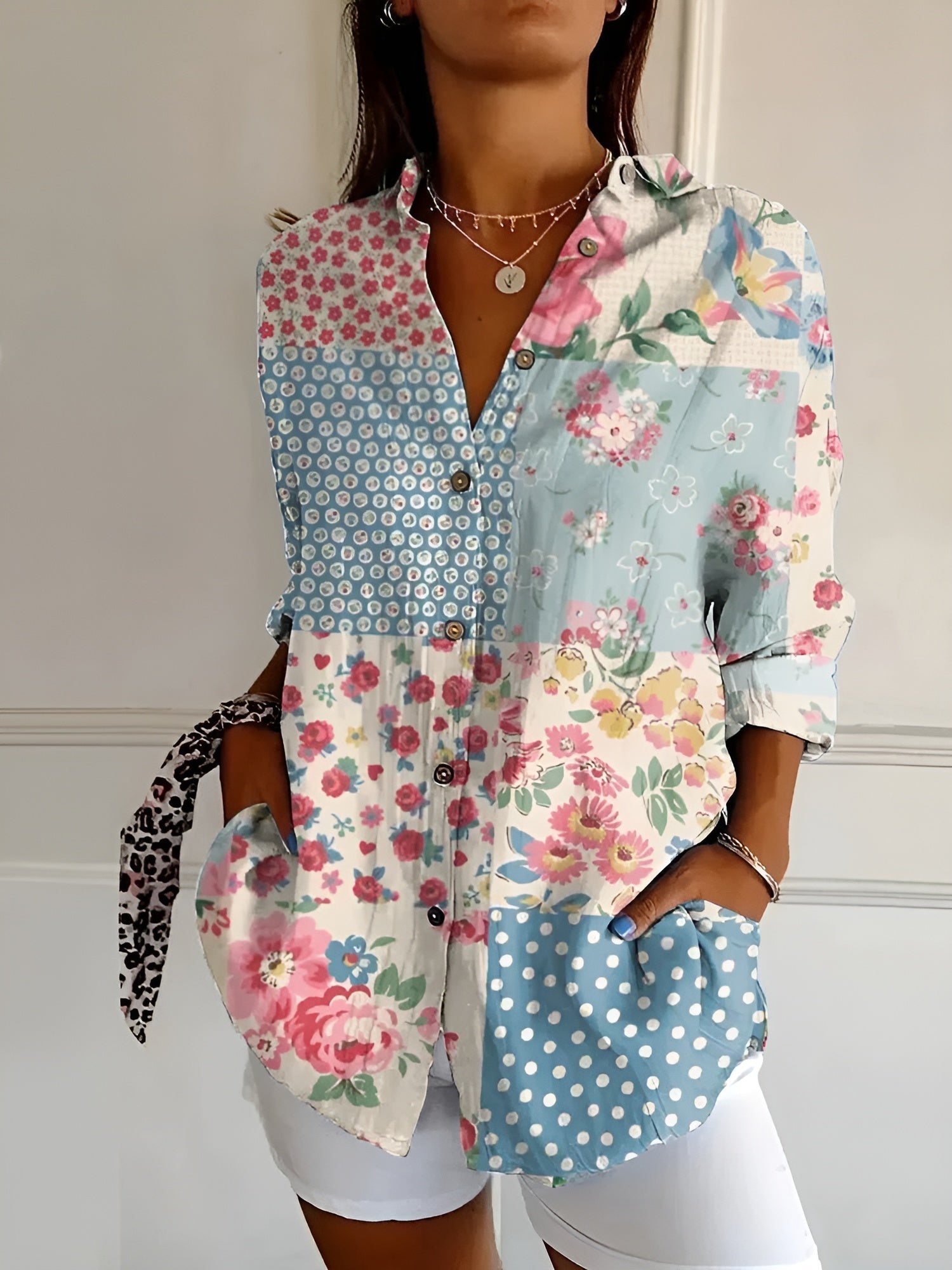 Harrow Avril floral linen blouse for women, lightweight summer apparel with a breezy, floral design perfect for warm weather.