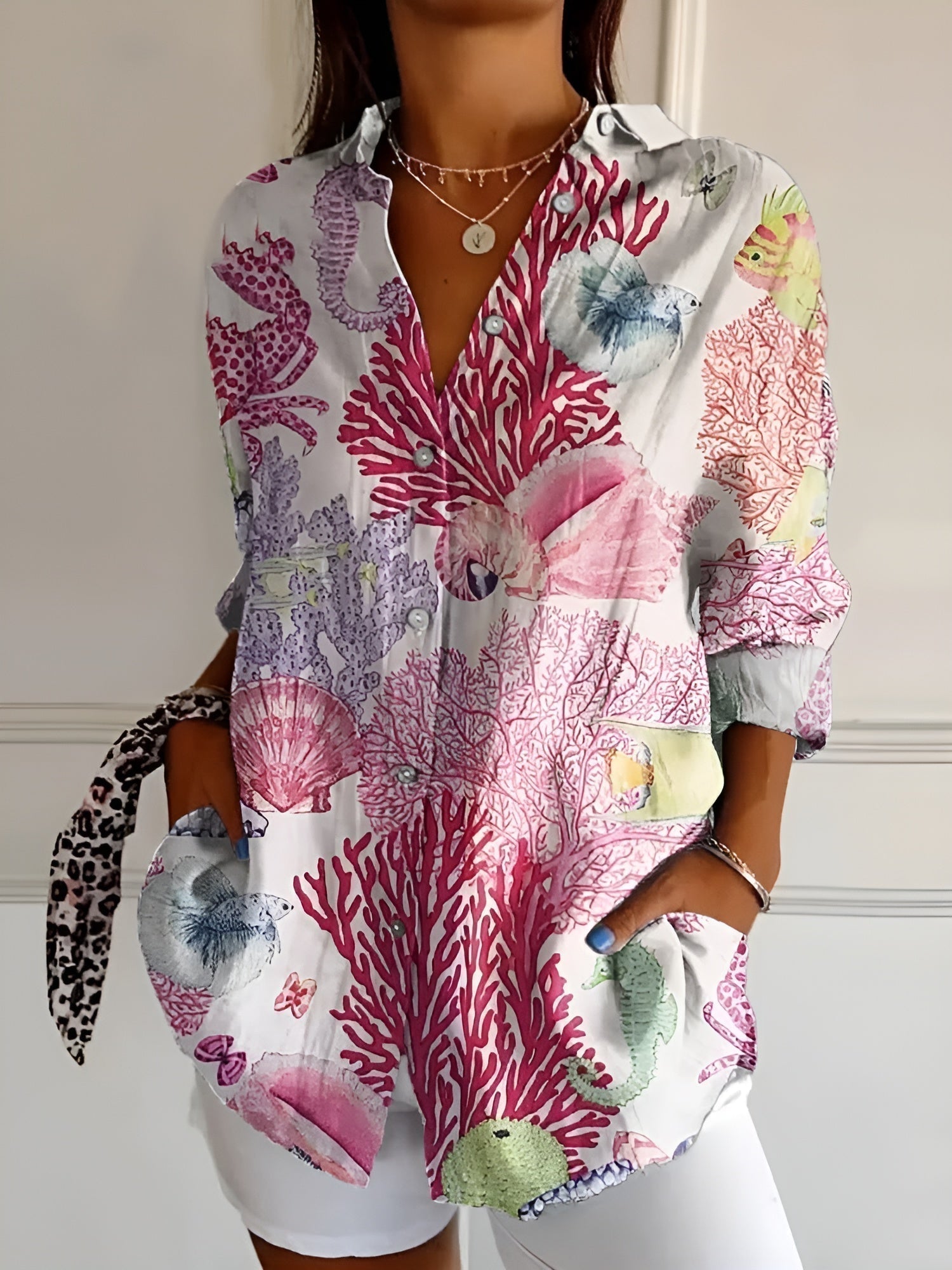 Harrow Avril floral linen blouse for women, lightweight summer apparel with a breezy, floral design, perfect for warm weather.
