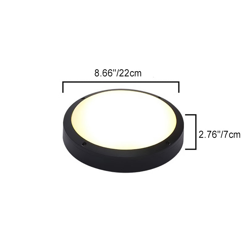 Modern Minimalist Outdoor Waterproof Round Aluminum Acrylic LED Flush Mount Ceiling Light Black