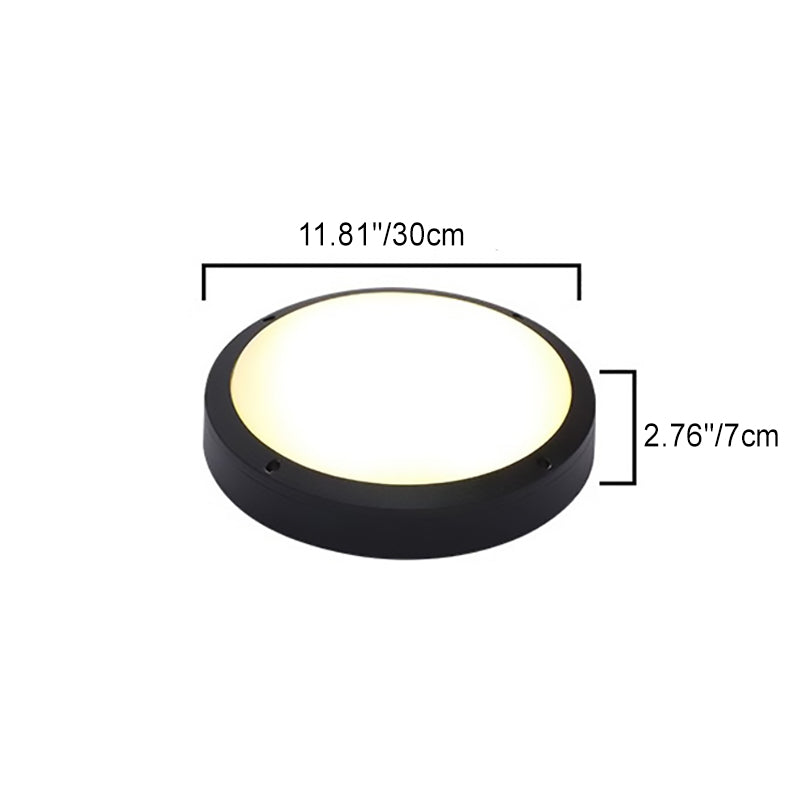 Modern Minimalist Outdoor Waterproof Round Aluminum Acrylic LED Flush Mount Ceiling Light Black