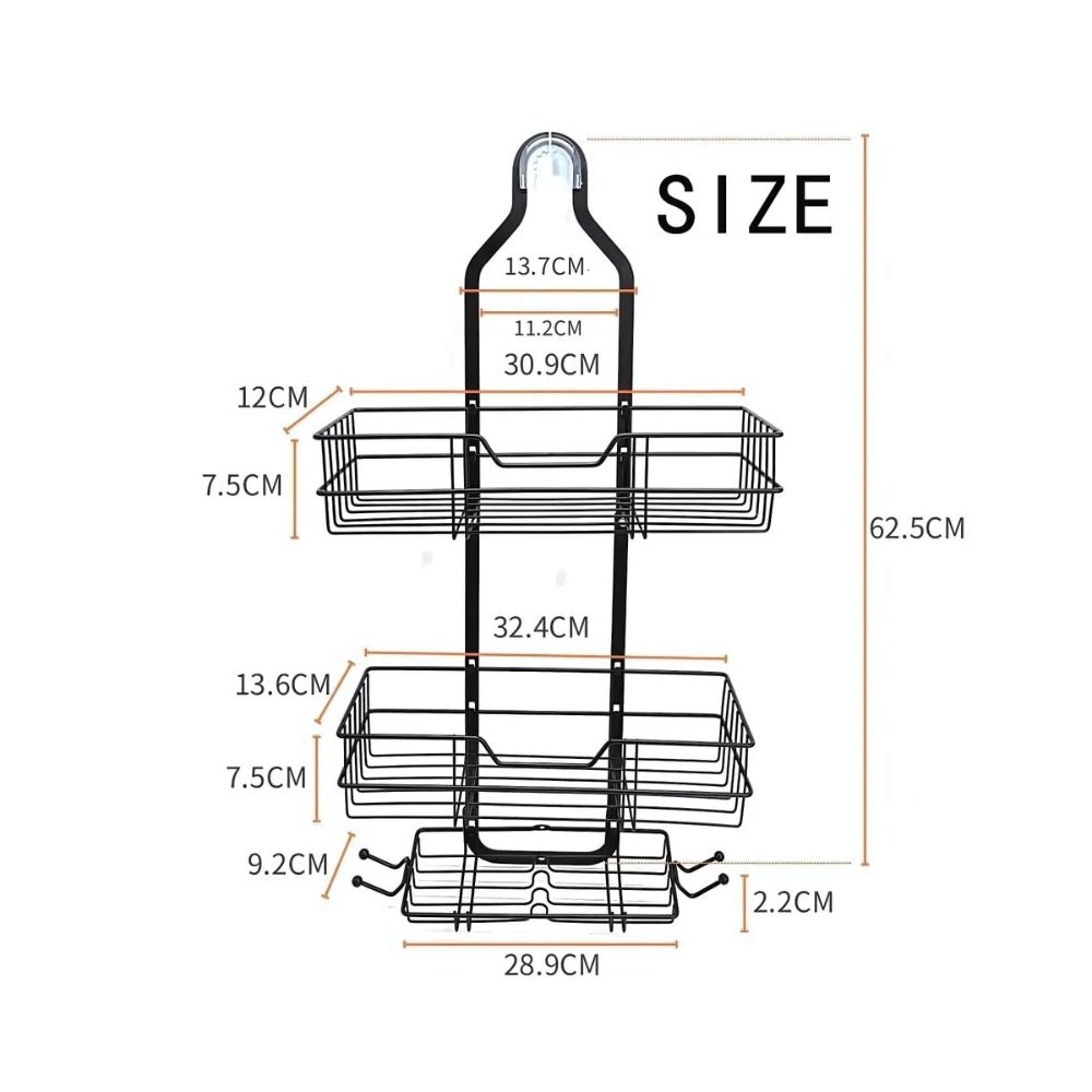 Three Layer Wall-Mounted Shower Organizer Caddy Durable Iron Bathroom Storage Shelf