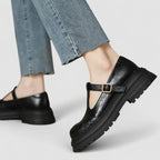 Harrow Bronte orthopedic Mary Jane shoes for women featuring comfortable strap and supportive sole, in classic black leather.