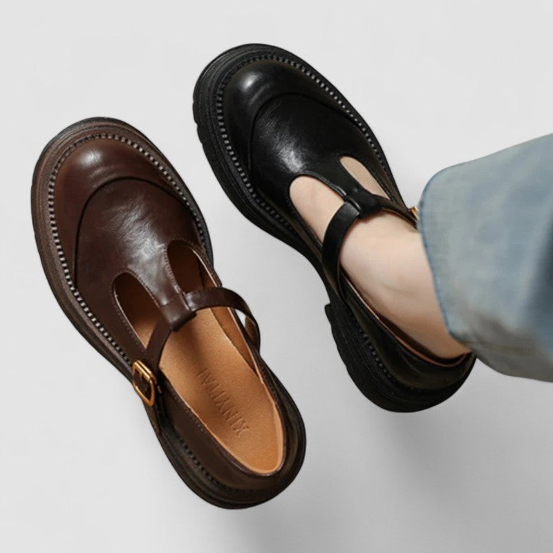 Harrow Bronte orthopedic Mary Jane shoes for women with supportive design and classic black leather finish.