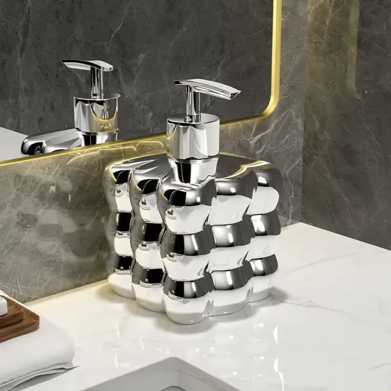 Ceramic Soap Dispenser with Bubble Design for Bathroom or Kitchen Countertop
