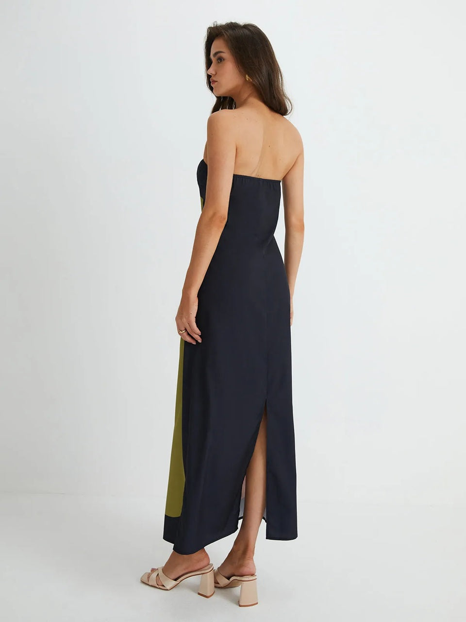 Harrow Akosua elegant strapless printed summer cocktail maxi dress for women, featuring a flowing silhouette and vibrant floral pattern.