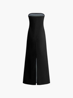 Harrow Akosua elegant strapless printed cocktail maxi dress for women, perfect for summer parties with vibrant floral pattern.