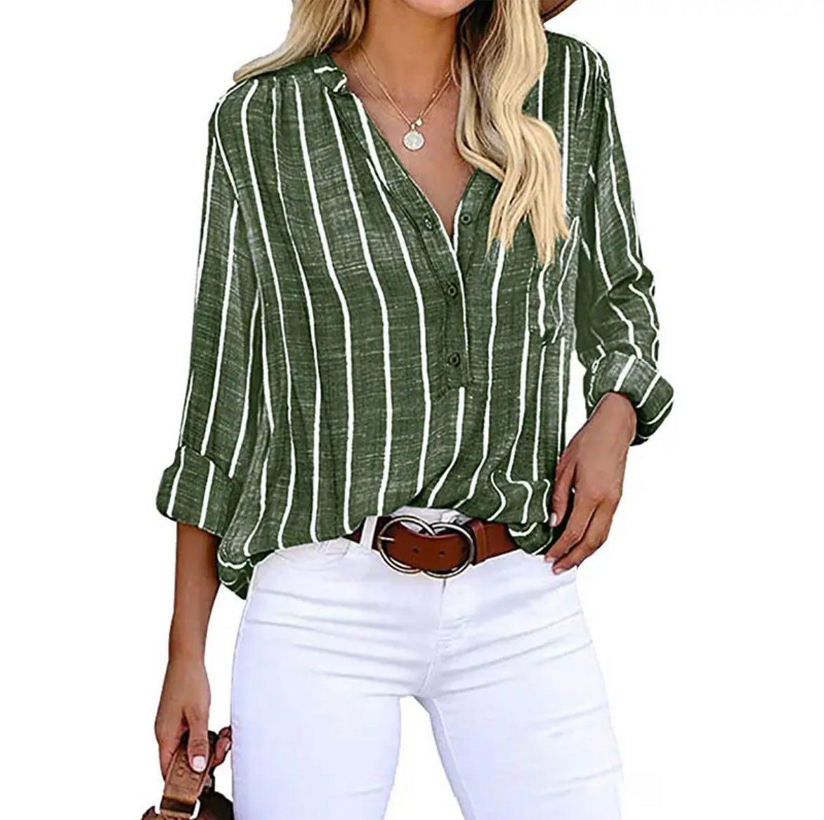 Harrow Candace striped casual blouse for women, lightweight summer top with a relaxed fit and short sleeves.