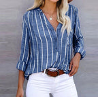 Harrow Candace striped casual blouse for women, lightweight summer top with a relaxed fit and stylish horizontal stripe pattern.