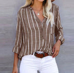 Harrow Candace striped casual blouse for women, lightweight summer top with relaxed fit and short sleeves.