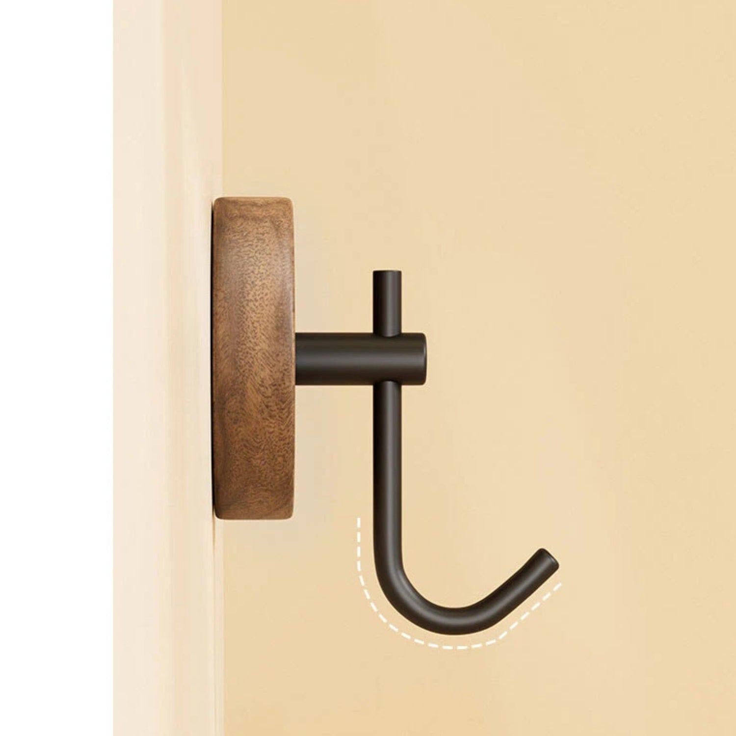 Round Self-Adhesive Wooden Wall Hook Natural Timber No-Drill Coat Towel Hat Hanger