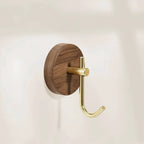 Round Self-Adhesive Wooden Wall Hook Natural Timber No-Drill Coat Towel Hat Hanger