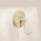Round Self-Adhesive Wooden Wall Hook Natural Timber No-Drill Coat Towel Hat Hanger