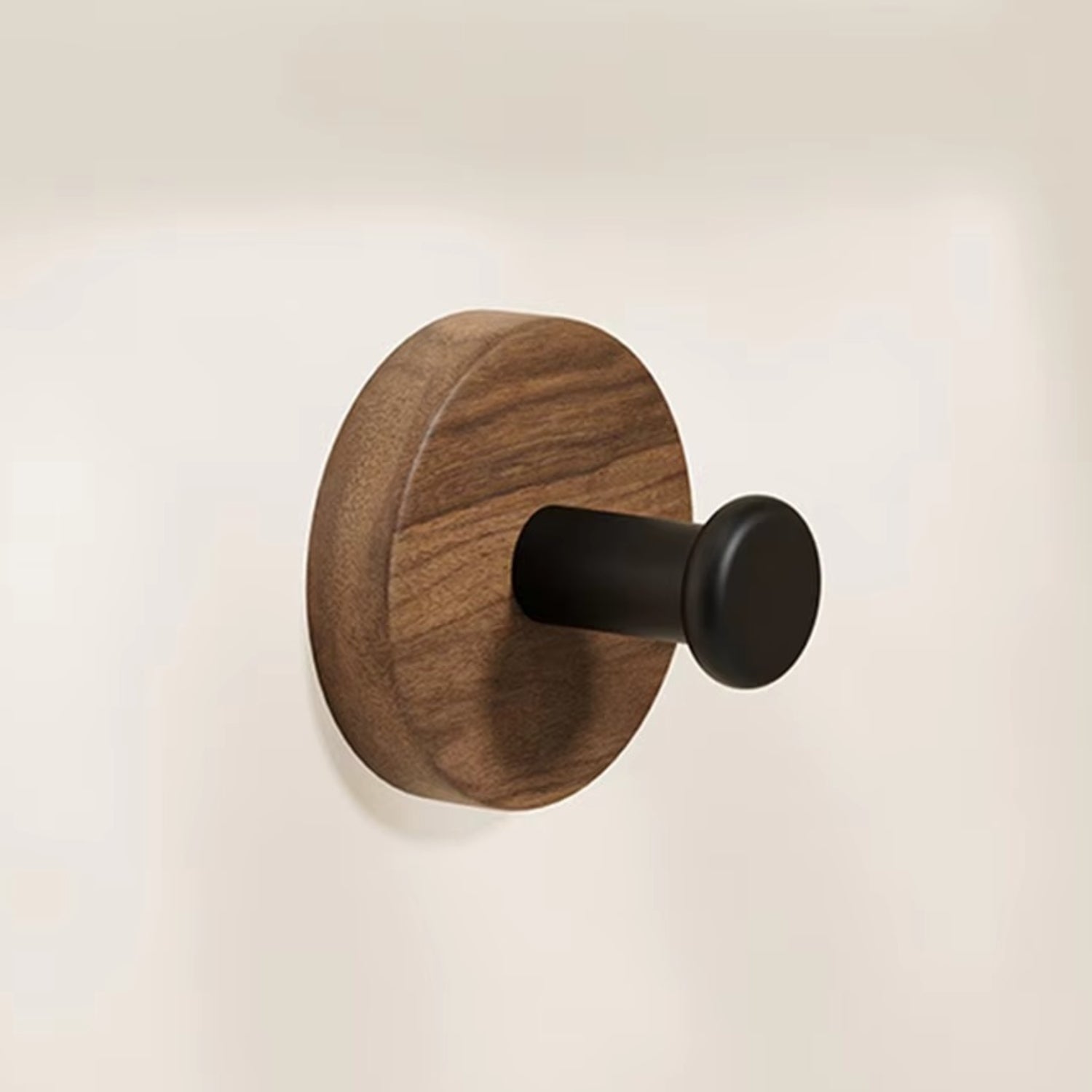 Round Self-Adhesive Wooden Wall Hook Natural Timber No-Drill Coat Towel Hat Hanger