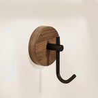 Round Self-Adhesive Wooden Wall Hook Natural Timber No-Drill Coat Towel Hat Hanger