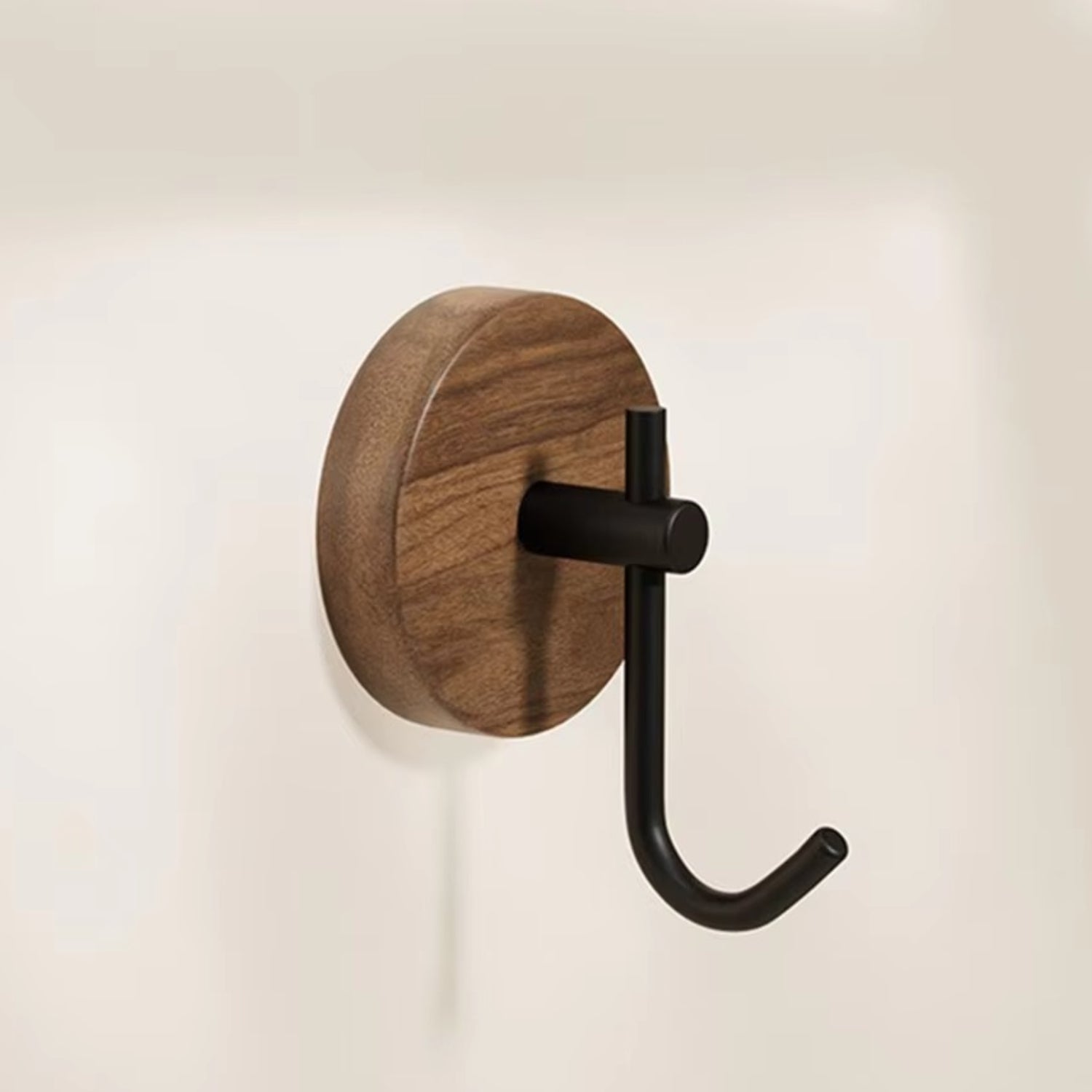 Round Self-Adhesive Wooden Wall Hook Natural Timber No-Drill Coat Towel Hat Hanger
