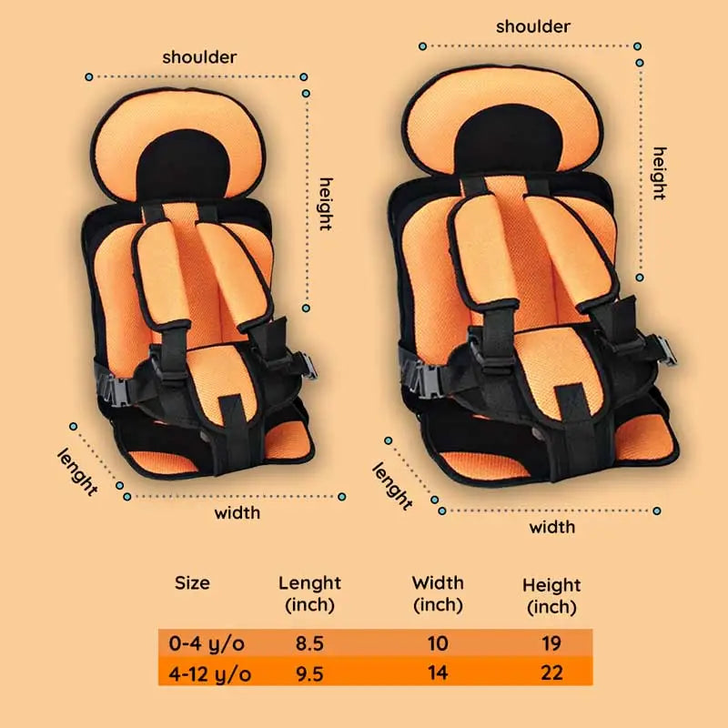 Wearable Child Protection Car Cushion Seat Breathable Adjustable Strap 0-12 Years