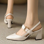 Harrow Christina low block heel court shoes for women, stylish black footwear with a sleek design and comfortable fit.