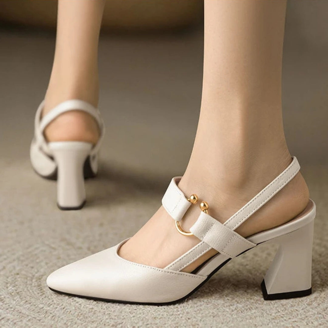 Harrow Christina low block heel court shoes for women, stylish black footwear with a sleek design and comfortable fit.
