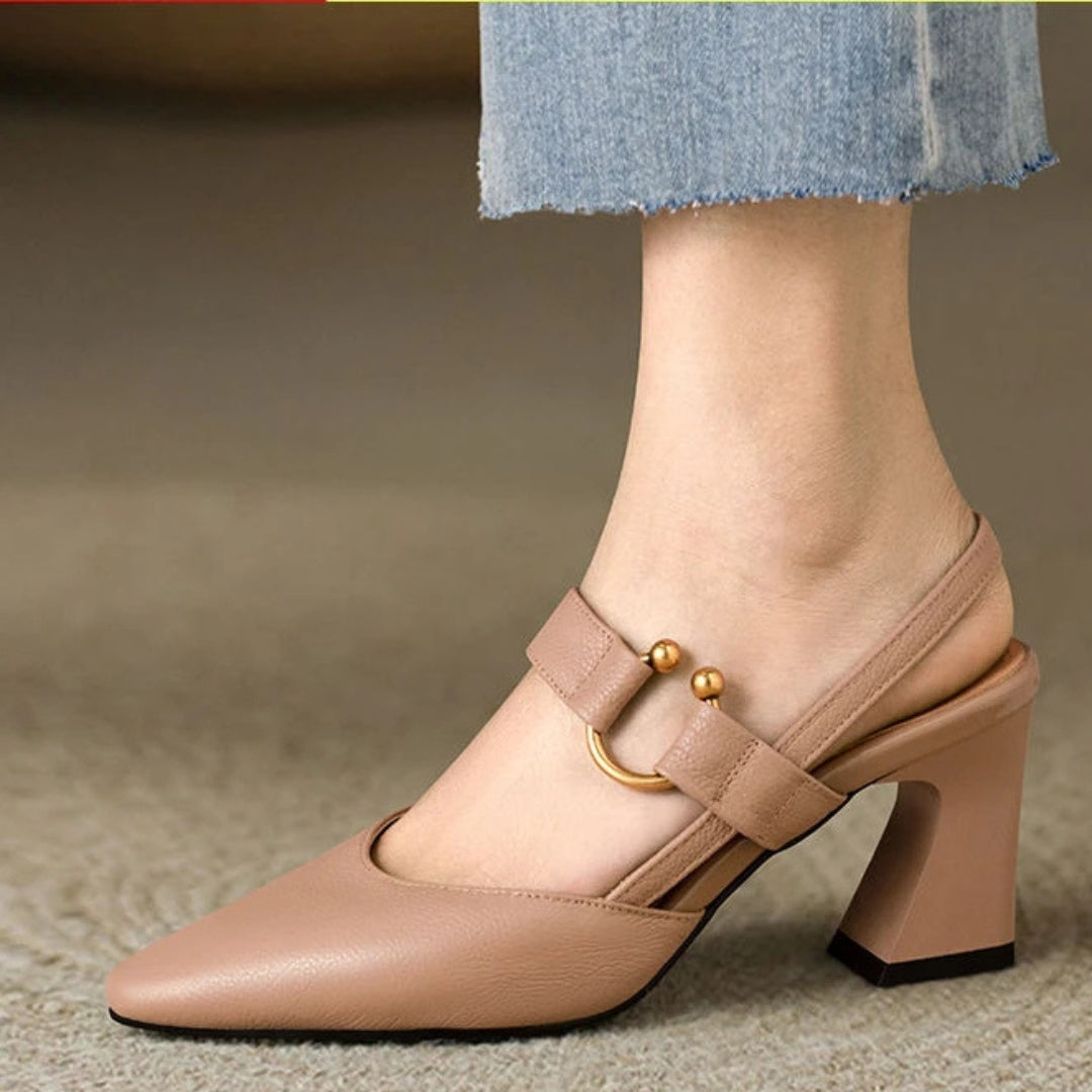 Harrow Christina low block heel court shoes for women in black, featuring a stylish design and comfortable low heel.