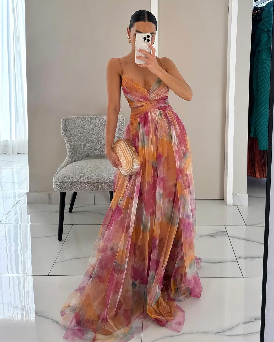 Elegant floral maxi dress for women featuring a colorful print, perfect for summer occasions, by Harrow.
