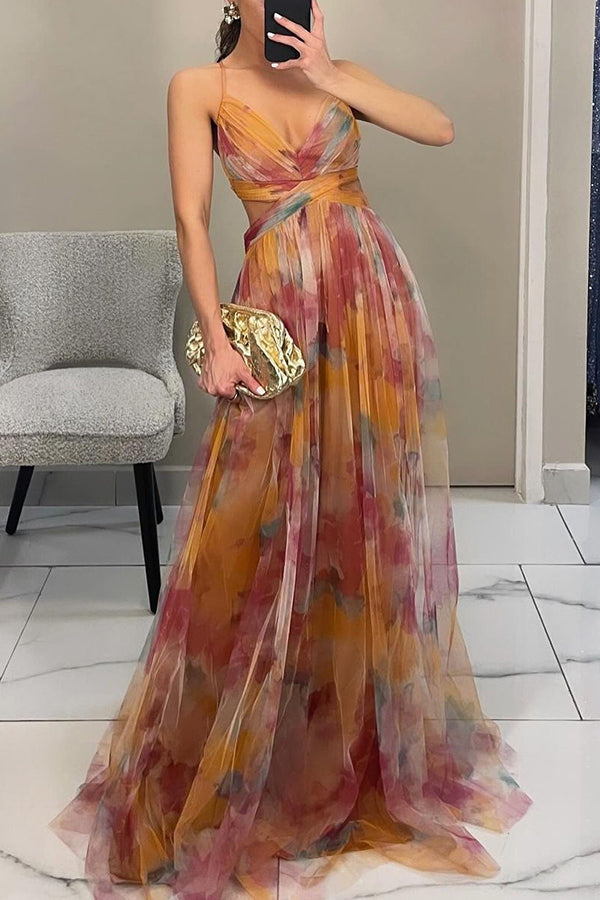 Harrow Cindy floral maxi dress for women featuring a vibrant, elegant summer floral print and flowing fabric.