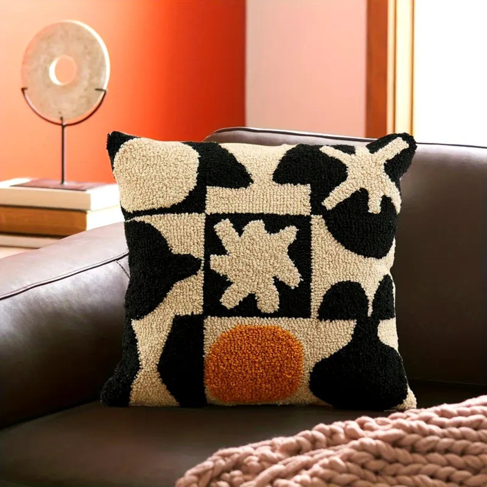 Contemporary Embroidered Sofa Cushion Covers Soft Microfiber Blend Loop Velvet Design