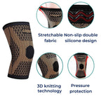 CopperFlex Knee Compression Sleeve Copper-Infused Fabric Pain Relief Support Mobility