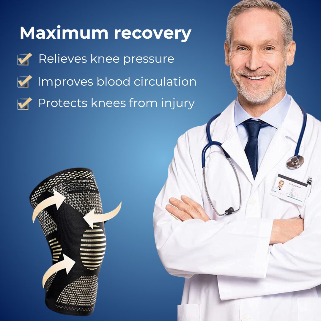 CopperFlex Knee Compression Sleeve Copper-Infused Fabric Pain Relief Support Mobility