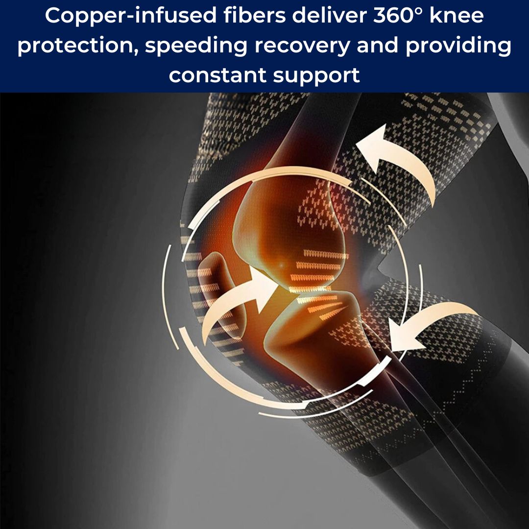 CopperFlex Knee Compression Sleeve Copper-Infused Fabric Pain Relief Support Mobility