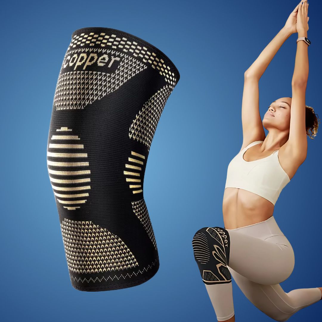 CopperFlex Knee Compression Sleeve Copper-Infused Fabric Pain Relief Support Mobility